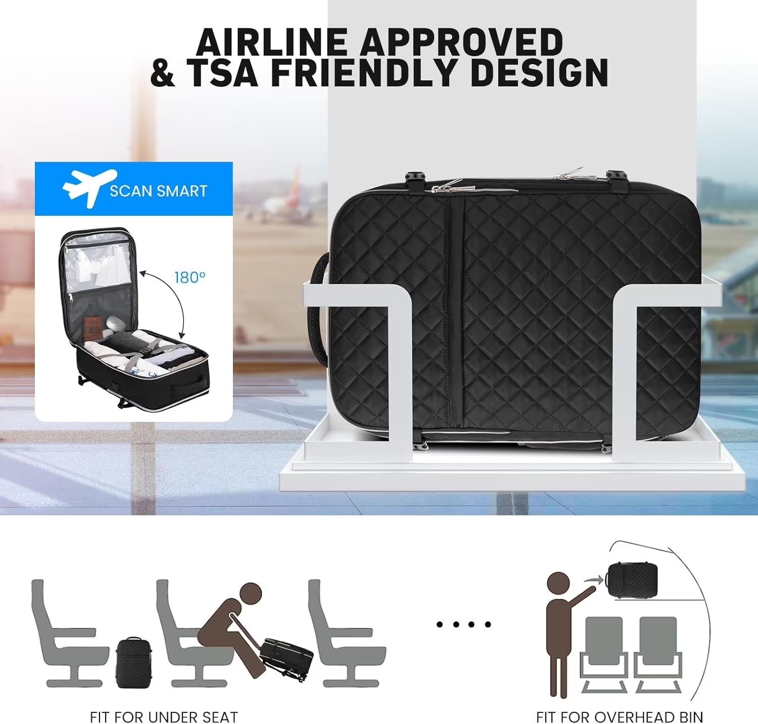 Travel Backpack for Women and Men, 40L Flight Approved Carry on Bag, Water Resistant Large Casual Daypack Fit 17 Inch Laptop with USB Charging Port, the Best Gift Choice