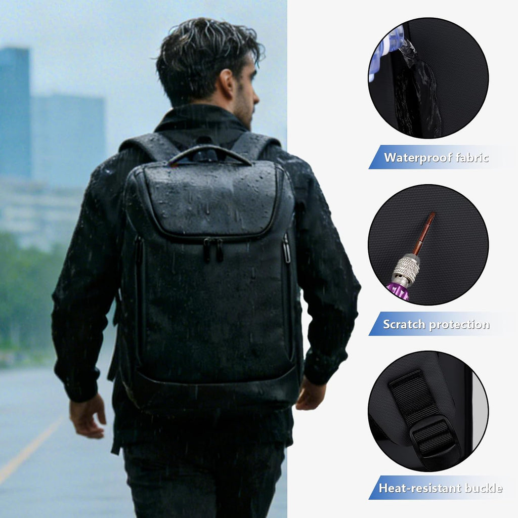 Business Backpack for Women & Men with USB Charging Port Waterproof Scratch-Resistant Fabric 17In Travel Laptop Backpack Flight Approved Carry on Backpack Reinforced Breathable Straps Black